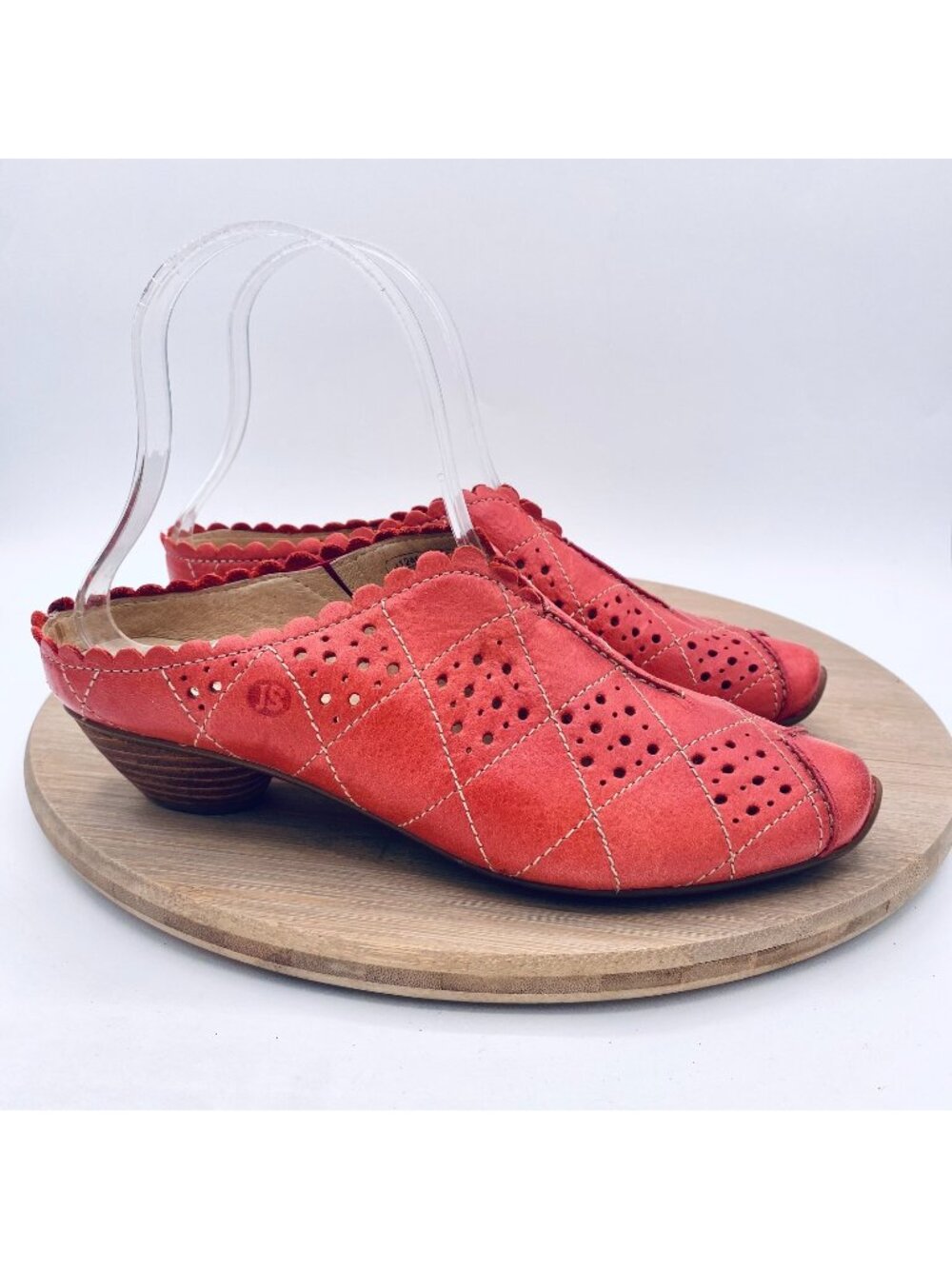 Joseph Seibel Shoes Womens 6 36 Red Leather Slip On Comfort Mules Boho